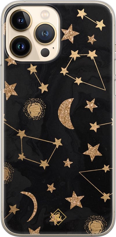Casimoda® hoesje - Geschikt voor iPhone 13 Pro Max - Counting The Stars - Siliconen/TPU telefoonhoesje - Backcover - Sterren - Zwart