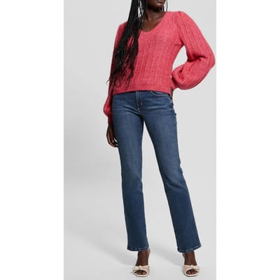 GUESS Ls Vn Madeline Textu Spring Coral Taglia: M | Maglie a manica lunga Outlet | Donna | Arancia