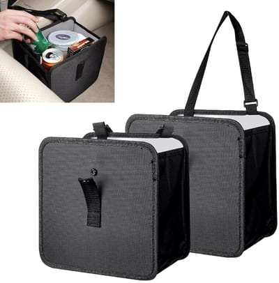 2 Stks Auto Bin Auto Bins voor Auto Waterbestendig Auto Prullenbak Zwarte Bin voor Auto Vuilnisbak Auto Essentials (zwart)