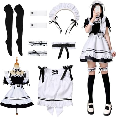 Anime Maid Cosplay Jurk voor Feestdagen en Evenementen - Klassiek Kostuum voor Halloween en Kerst