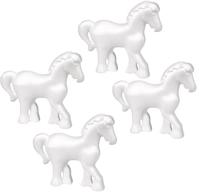 Rayher hobby Piepschuim vormen en figuren - 4x - paardje - wit - 15 cm - Zelf beschilderen/knutselen