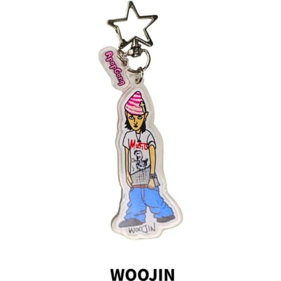ApopGong × Lngshot 4SHOW BOSHOW Style Hip-hop Vintage Dessin Animé Porte-clés Acrylique WOOJIN white