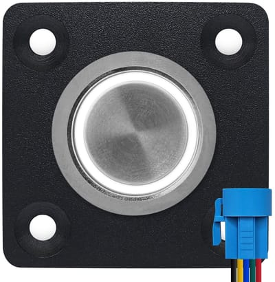 ProRide Metalen drukschakelaar Inbouwpaneel 12V ON-OFF - 22mm - met Aansluitkabel - 12V/24V - LED indicatie Wit