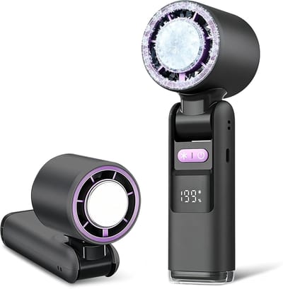 airconditioning, draagbaar, opvouwbaar, ventilator met led-display, koelfunctie, 1-199 windsnelheden, 5500 mAh, turbo, nekventilator voor buiten, camping, kantoor (grijs)