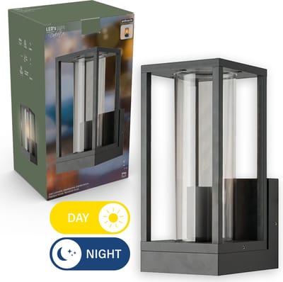 Senso LED Wandlamp buiten glas met nachtsensor - Automatische lichtschakeling - Antraciet