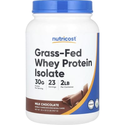 Nutricost, Grasgevoed Wei-eiwitisolaat, Melkchocolade, 2 lb (907 gram)
