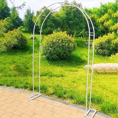Rozenboog Tuin - Plantenondersteuning Prieel - Klimplanten Decoratie - Gegalvaniseerd Staal - 120 x 220 cm - Wit