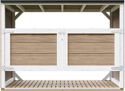 Timbela M982A-TERRA BROWN - LP SmartSide Kliko ombouw - 3x240L - met deuren - container ombouw hout