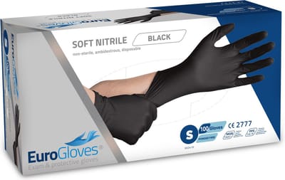 Euroglove soft nitrile - zwart- Wegwerphandschoen - Maat S - 100 stuks