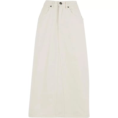 Urban Classics - Soft Denim Midi Lange rok - Taille, 27 inch - Creme