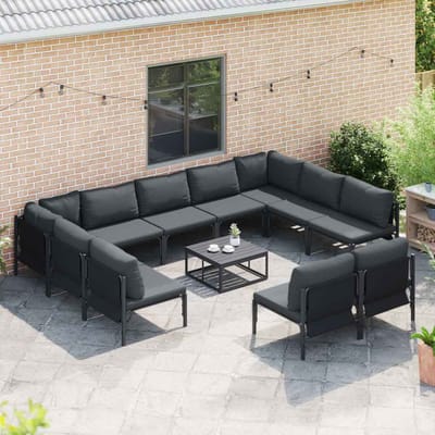 vidaXL - Tuinbank - Set - 11 - st - Zwart - Staal