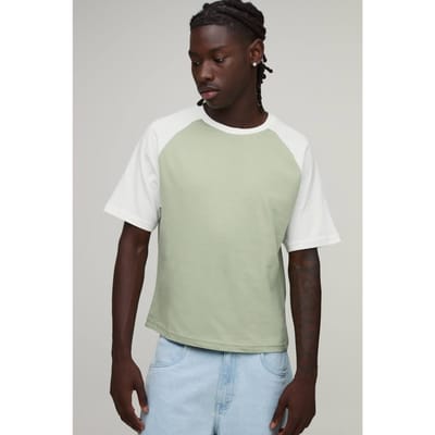 Slim Shrunken Fit Raglan T-Shirt | White | Size Small