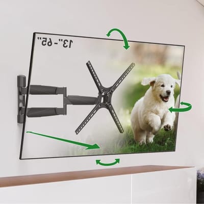 Lange TV muurbeugel 535 cm - 13-65 inch - Zwenkbaar en kantelbaar - Luxe TV houder - LED OLED LCD - Max. VESA 400x400 - Extra lang uittrekbaar - Tot 36 kg