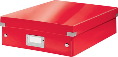 Leitz WOW Click & Store Kleine Kartonnen Opbergdoos Met Deksel - Ruimtebesparende Sorteerdoos Met Vakjes - 22 x 10 x 28.2 Cm (BxHxD) - Ideaal voor Kantoor en Thuiswerken/Thuiswerkplek - Paars