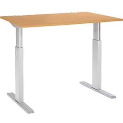 Schäfer Shop Select Bureautafel ERGO-T, T-poot, eentraps elektrische in hoogte verstelbaar, B 1200 x D 800 x H 725 -1185 mm, dekor beuken
