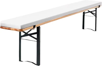 Zitkussen voor Biertafels, Waterdicht en Antislip met Gesp, 220 x 25 x 3 cm, Wit, 1 Stuk