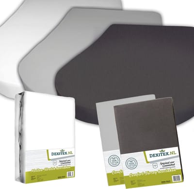 Dexitex 2 x Jersey hoeslaken ( Licht Grijs + Antraciet ) 1 x Molton pakket Queensbed/Eilandbed