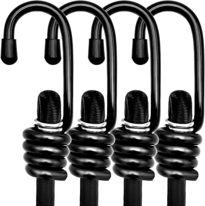 Zware Bungeekoorden - Elastische Spanners - Bagage Bevestigen - Industriële Kwaliteit - 60 cm 4 Stuks - Zwart