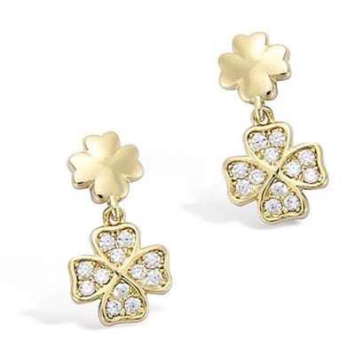 CHIVAL - Oorbellen 18K Verguld Goud "Lucky Grace" - Elegant, Klavertje 4, Hart, Steen, Hypoallergeen, Luxe, Cadeau voor haar, Zirkonia, Sieraad, Tijdloos, Oorsteker, Liefde, Romantiek, Geschenkverpakking, Valentijn, Moederdag