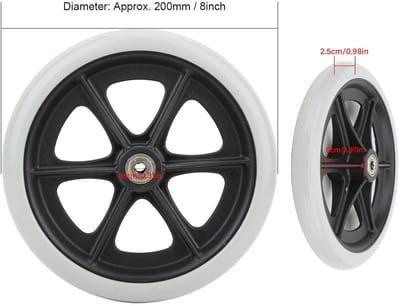 Rolstoel Voorwiel - Loopwiel Rubber - Mobiliteit Verbeteren - Duurzaam Rubber Materiaal - 8 Inch Diameter - Grijs