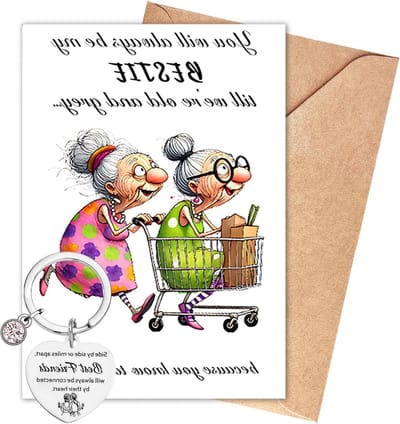 Verjaardagskaart voor Vriendin met Hart Sleutelhanger, Grappige Wenskaart, Cadeauset voor Beste Vriendin, Collega, Kerst, Valentijnsdag en Afscheidsgeschenk