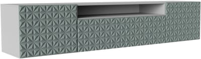 TV-kast Cali, woonwand, lowboard, tv-standaard, woonwand, woonkamer, tv-board, woonkamermeubels, televisie, highboard, TV-kast, tv-lowboard, 200 cm, 3 deuren, wit, groen