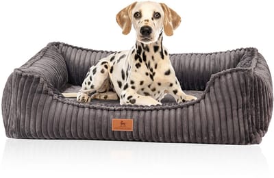 Knuffelwuff orthopedisch hondenbed Sedona van knuffelzachte ribcord M-L Grijs