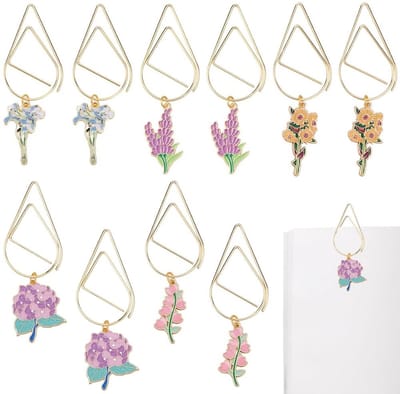 Allecto - Bloem Boekenleggers - Metalen Paper Clips - 10 Stuks - Decoratieve Bloem Charms - Handig voor boeken - Perfect voor studenten - Multico