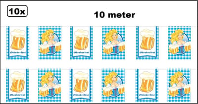 10x Luxe Vlaggenlijn Oktoberfest beer 10 meter - 20cm x 32cm - Vlaglijn Apres ski festival thema feest Oktoberfeest party