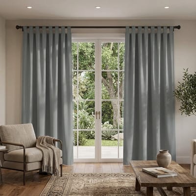 Maison Elara Set van 2 outdoor gordijnen, ondoorzichtig, waterdicht, met lussen, privacybescherming, voor binnen en buiten, 132 x 275 cm, lichtgrijs, voor pergola, terras, balkon, tuin, paviljoen