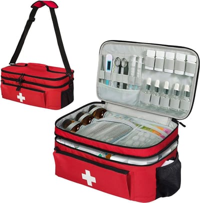 EHBO Kit - Verbandtas Set - Compleet Noodpakket - Reis EHBO-set - voor Thuis, op Reis en voor Gebruik Buitenshuis - Rood