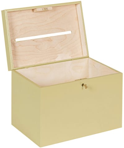 HAUDT® Enveloppenkist met slot BAS Pistache - 29 x 20 x 21 cm - houten kist met slot - incl. koperen sleutel - groene opbergkist
