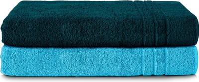Komfortec Set van 2 Handdoeken 80x200 cm - 100% Katoen - XXL Saunahanddoeken - Badlaken - Strandlaken - Badhanddoek- Douchelaken - Zacht - Hoge Absorptie - Sneldrogend - Petroleumblauw&Turquoise