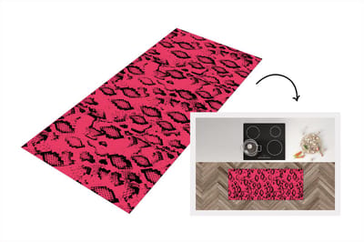 Keukenloper - Loper keuken - Slangenprint - Dierenprint - Roze - 120x50 cm - Keukenloper vinyl