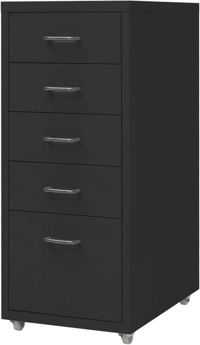Dossierkast met 5 laden - Rolcontainer kantoorkast - Documenten opbergen - Met wielen - 28 x 41 x 69 cm