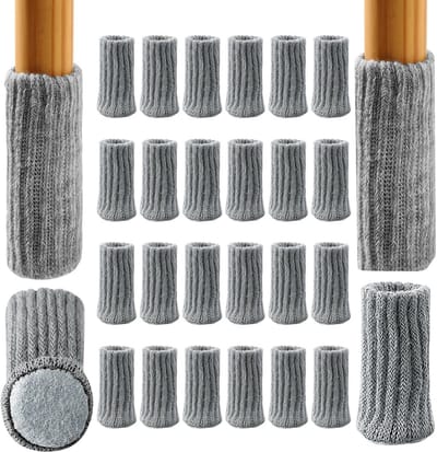 Stoelpootbeschermers - 24 stuks - Meubelpoten Sokken voor Houten Vloeren - Elastische en Gebreide Oplossing tegen Krassen en Geluid