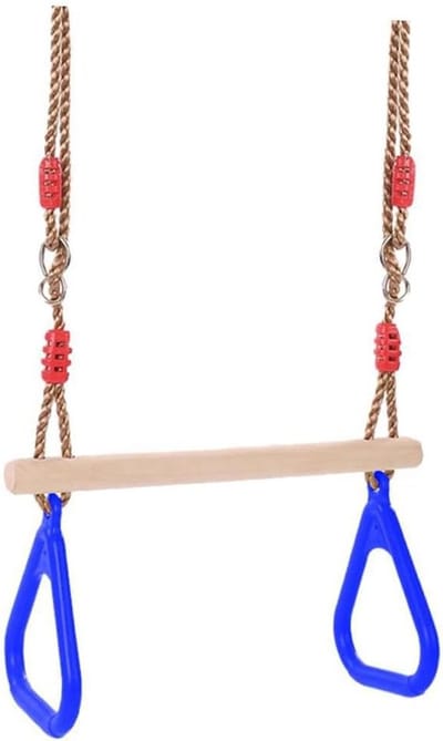 Touwschommel Set - Gymnastiekringen Speelset - Buiten Spelen - Verstelbare Lengte - 74-108 cm - Zwart