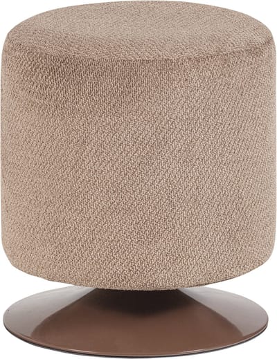 WOOOD Islen Poef Met Draaivoet - Bouclé - Bruin - 47x39x39