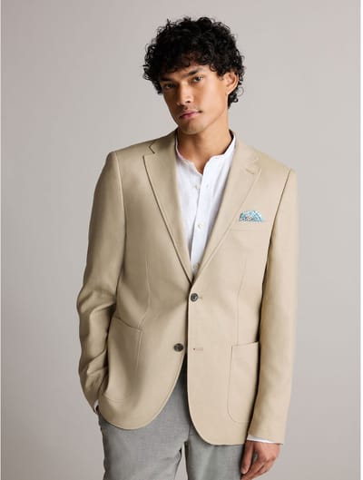 Next - Heren - Normale Pasvorm - Blazer van linnenmix - Bruin
