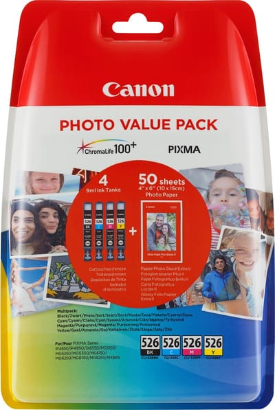Canon CLI-526 C/M/Y/BK Zwart, Cyaan, Geel, Magenta inktcartridge