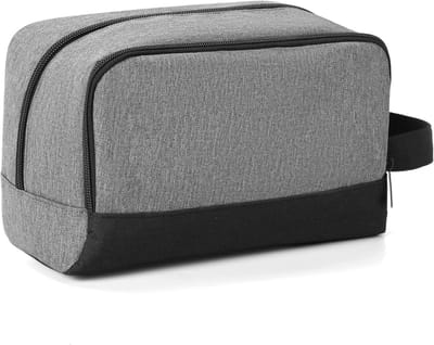 Famanu - Reistoilettas voor mannen, hangende dopp-kit, scheertas, toilettas, toiletartikelen, organizer, kleine toilettas voor op reis, Grijs, Toilettas