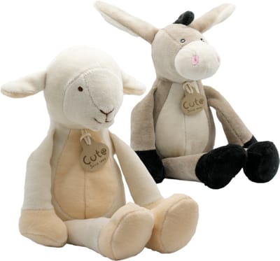 Cute since 1999 - Organische knuffels - Ezel & Lammetje - 2 Stuks - 16 cm