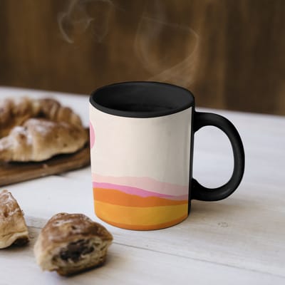Magische Mok - Foto op Warmte Mokken - Koffiemok - Heuvels - Oranje - Zon - Abstract - Magic Mok - Beker - 350 ML - Theemok