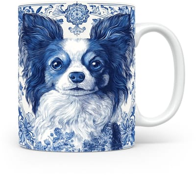 Mok Papillon Beker voor koffie of tas voor thee, cadeau voor dierenliefhebbers, moeder, vader, collega, vriend, vriendin, kantoor, opa, oma, hond, kerst, sinterklaas, verjaardag