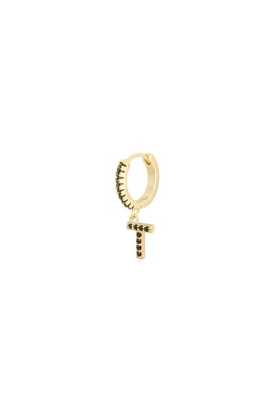 Oorbellen Letter T Zwart Copper
