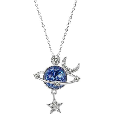 Universe Ster Ketting voor Dochter Kleindochter Ster Maan Omringende Planeet Ster Ketting gray