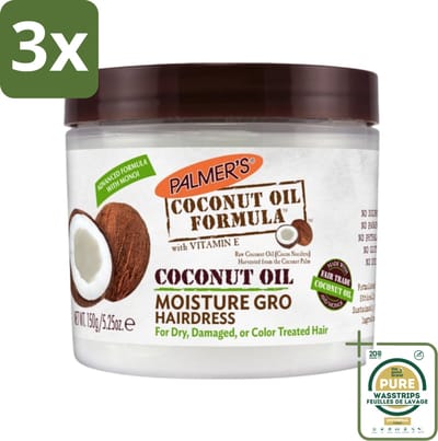 3 x Palmers - Coconut Oil - Crèmespoeling - 150 ml - Grootverpakking - Kokosolie Crèmespoeling - Haarverzorging - Droog Haar - Beschadigd Haar - Haar Herstellen