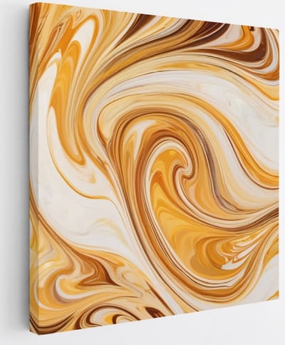 Saammp Canvas Schilderij - Goud-wit - Gekleurd - Abstract - 20x20 - Foto op canvas - Wanddecoratie - Muurdecoratie Woonkamer - Slaapkamer decoratie - Canvas Print