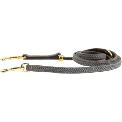 Kentucky 3-voudig Verstelbare Plaited Hondenlijn - Gevlochten - Nylon / Imitatieleder - Grijs - L - Breedte: 1,5 cm - Maximale lengte: 200 cm