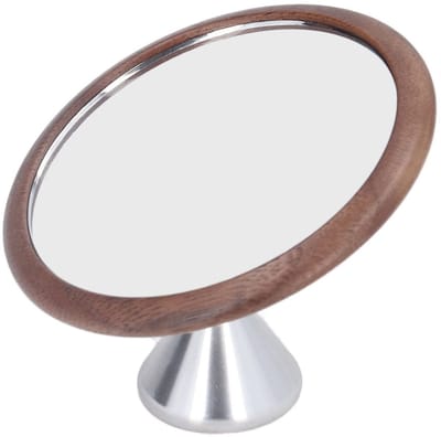 Dailygoods- Espresso Spiegel 360 Graden Draaibaar - Verstelbare Rotatie - Reflecterende Koffiespiegel - Walnoot/Roestvrij Staal - Barista Tool